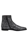 Dolce & Gabbana Dark Gray Cotton Sequined Chelsea Boots Shoes In Gray