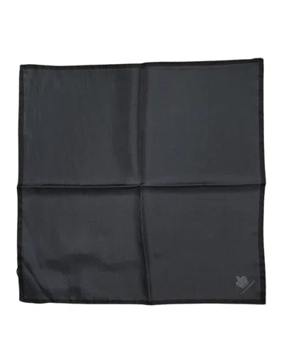Dolce & Gabbana Dark Gray Dg Crown Silk Square Foulard Scarf