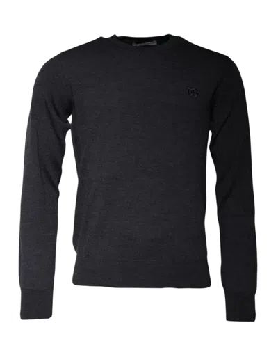 Dolce & Gabbana Dark Gray Dg Logo Crew Neck Pullover Sweater