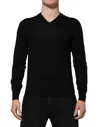 Dolce & Gabbana Dark Gray Embroidered Logo Pullover Sweater In Black