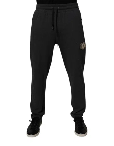 Pre-owned Dolce & Gabbana Dark Gray Logo Cotton Jogger Sweatmen's Men's Pants ()