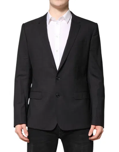 Dolce & Gabbana Dark Gray Martini Single Breasted Jacket In Black