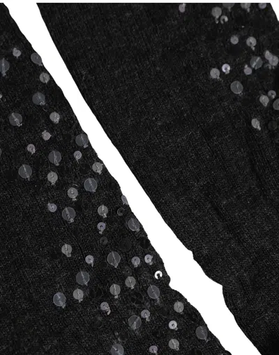 Dolce & Gabbana Dark Gray Sequined Wool Knee High Accessory Socks