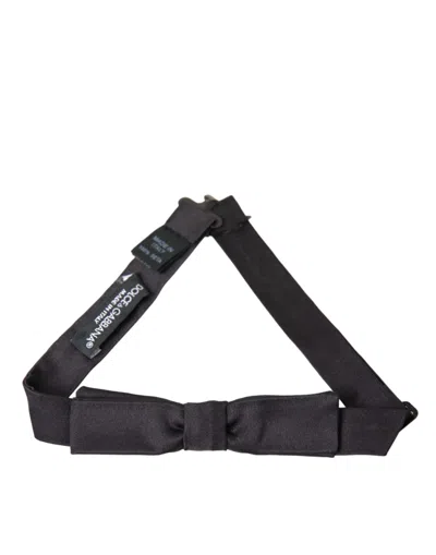 DOLCE & GABBANA DOLCE & GABBANA DARK GRAY SILK ADJUSTABLE NECK MEN BOW MEN'S TIE