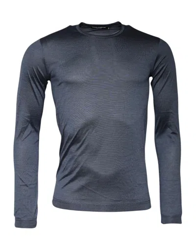 Pre-owned Dolce & Gabbana Dark Gray Silk Crew Neck Pullover Men's Sweater ()