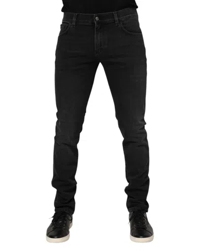 Dolce & Gabbana Dark Gray Viscose Dress Men Men's Pants In Black