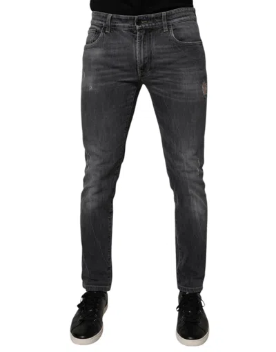 Pre-owned Dolce & Gabbana Dark Gray Washed Cotton Skinny Men Denim Men's Jeans ()