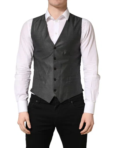Dolce & Gabbana Virgin Wool And Silk Vest In Gray
