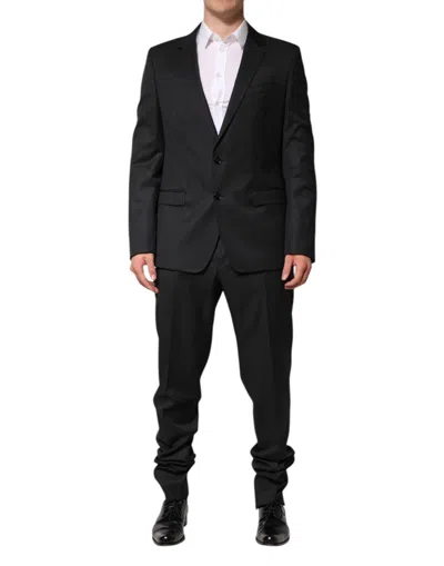 Dolce & Gabbana Dark Gray Wool Single Breasted 2 Piece Suit In Black