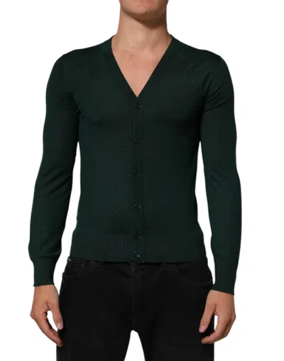 Pre-owned Dolce & Gabbana Dark Green Button Down Men Cardigan Men's Sweater ()