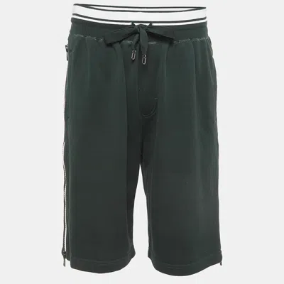 Pre-owned Dolce & Gabbana Dark Green Cotton Blend Knit Drawstring Shorts M
