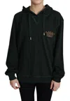 Dolce & Gabbana Dark Green Crown Embroidery Women's Hoodie In Green