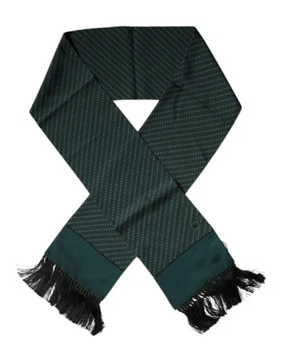 DOLCE & GABBANA DOLCE & GABBANA DARK GREEN FANTASY FRINGES NECK WRAP MEN'S SCARF