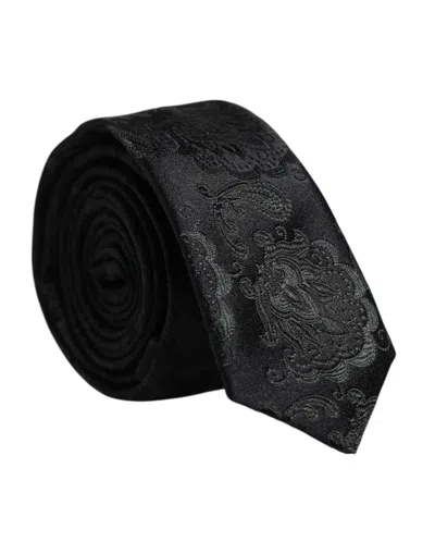 Dolce & Gabbana Dark Green Floral Silk Adjustable Neckmen's Men's Tie