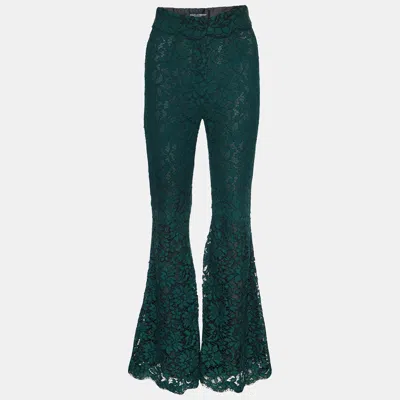 Pre-owned Dolce & Gabbana Dark Green Lace Flared Trousers S