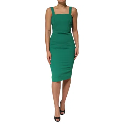 DOLCE & GABBANA DOLCE & GABBANA DARK GREEN SLEEVELESS RAYON BODYCON WOMEN'S DRESS