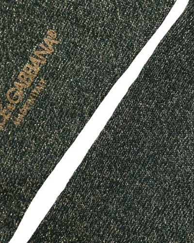Dolce & Gabbana Dark Green Viscose Logo Mid Calf Accessory Socks