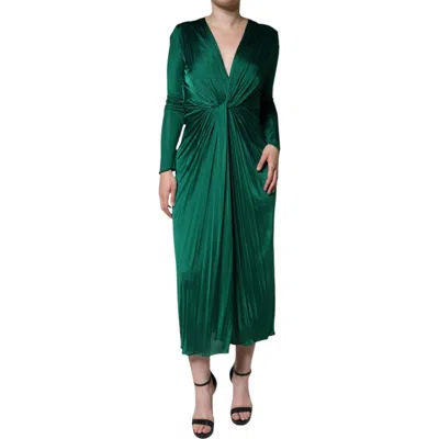 Pre-owned Dolce & Gabbana Dark Green Viscose Long Sleeve Midi Women's Dress ()