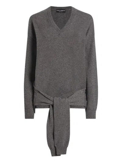 Dolce & Gabbana Dark Grey Cashmere Sweater In Gray