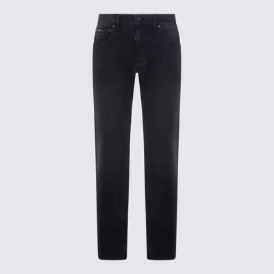 Dolce & Gabbana Dark Grey Cotton Jeans In Black