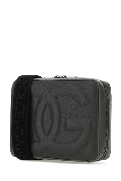 Dolce & Gabbana Dark Grey Leather Crossbody Bag In Grigio