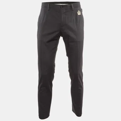 Pre-owned Dolce & Gabbana Dark Grey Logo Detail Pants M
