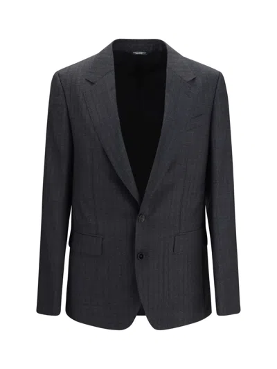 Dolce & Gabbana Virgin Wool Single-breasted Blazer In Black