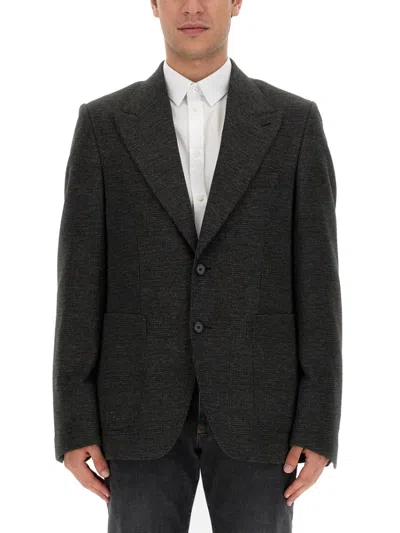 DOLCE & GABBANA MEN DARK GREY PEAKED LAPEL BLAZER