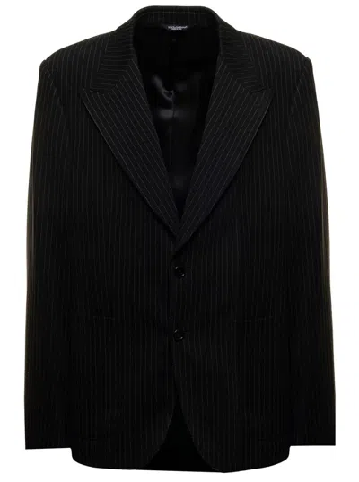 Dolce & Gabbana Dark Grey Pinstriped Blazer