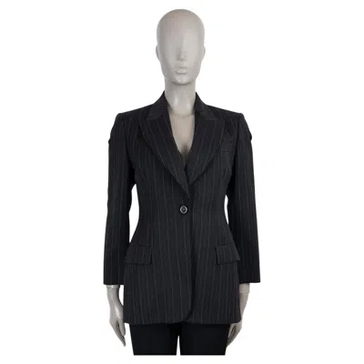 Pre-owned Dolce & Gabbana Dark Grey Wool Pinstripe Blazer Jacket 40 S In Gray