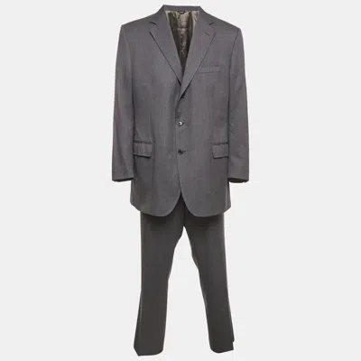 Pre-owned Dolce & Gabbana Dark Grey Wool Single Breasted Blazer Suit 4xl In Gray