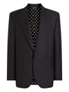Dolce & Gabbana Rounded Lapel Wool Jacket With Button Front In Blue