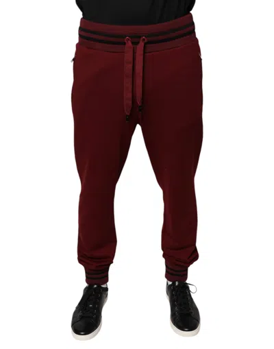 Pre-owned Dolce & Gabbana Dark Red Cotton Men Jogger Sweatmen's Men's Pants ()
