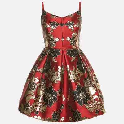 Pre-owned Dolce & Gabbana Dark Red Lurex Jacquard Mini Dress S
