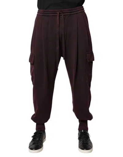 Pre-owned Dolce & Gabbana Dark Violet Cotton Cargo Jogger Men's Pants ()