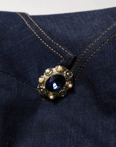 Dolce & Gabbana Dark Wash Denim Blazer In Blue
