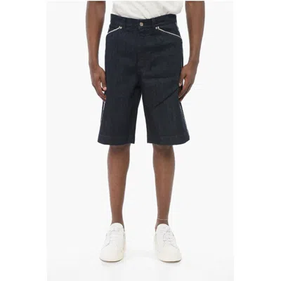 Dolce & Gabbana Dark Washed Denim Shorts With Contrasting Details In Black