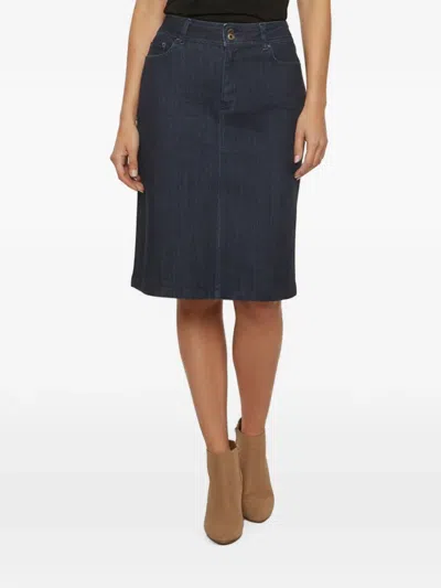 Pre-owned Dolce & Gabbana Dark-wash Denim Straight Midi Skirt In Blue