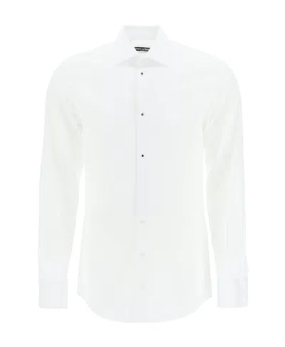 DOLCE & GABBANA DOLCE  GABBANA EMBELLISHED BUTTONED POPLIN TUXEDO SHIRT