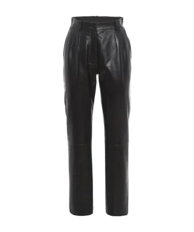 Dolce & Gabbana Dart-detailing Leather Trousers In Black