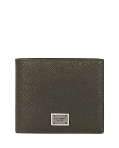 Dolce & Gabbana Dauphine Bifold Leather Wallet In Khaki