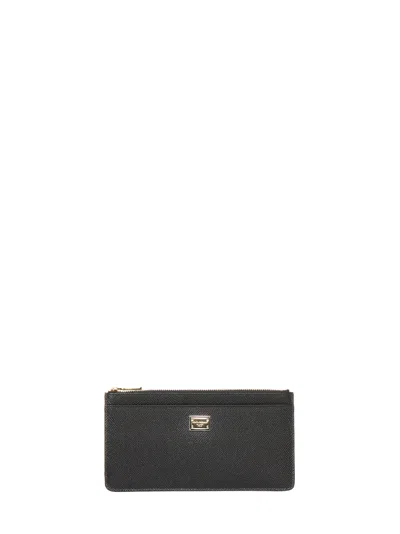 Dolce & Gabbana Dauphine Calf Leather Wallet In Black