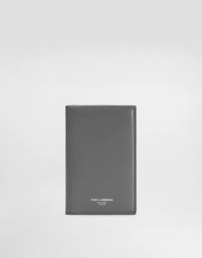 Dolce & Gabbana Dauphine Calfskin Card Holder In Gray