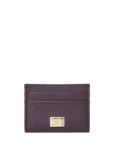 Dolce & Gabbana Dauphine Calfskin Card Holder With Branded Plate In Pink