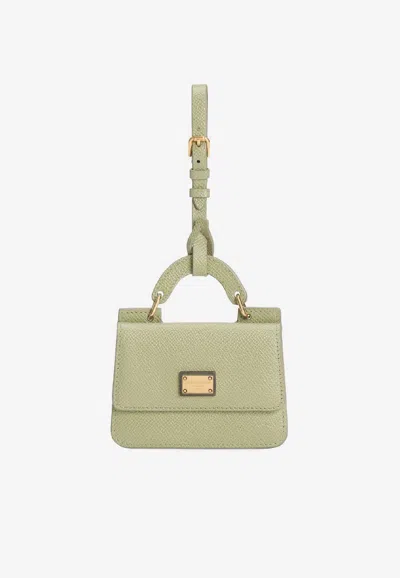 Dolce & Gabbana Dauphine Calfskin Cardholder With Strap In Green