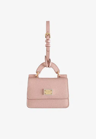 Dolce & Gabbana Dauphine Calfskin Cardholder With Strap In Pink