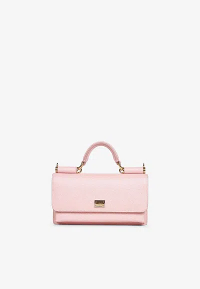Dolce & Gabbana Dauphine Calfskin Top Handle Bag In Pink