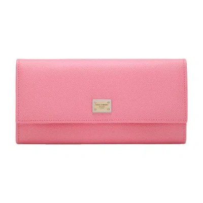 Dolce & Gabbana Dauphine Calfskin Wallet With Branded Tag In Cyclamen_2