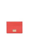 Dolce & Gabbana Dauphine Card Holder With Logo Plaque In Red