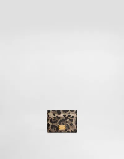 Dolce & Gabbana Dauphine Card Holder With Plate In Animal Print